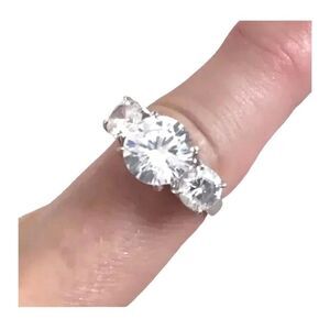 Women's Ring 6tcw 3 Round Cut CZ Cubic Zirconia Sterling Silver 925